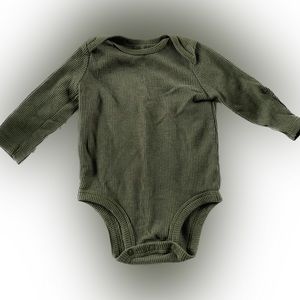 Carter’s Just One You Dark Green Ribbed Long Sleeve Onesie 6 Months